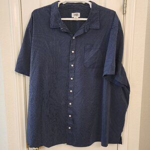 HB Blue Pinstripe Short-Sleeve Button-Up Shirt – 5XL – 100% Polyester